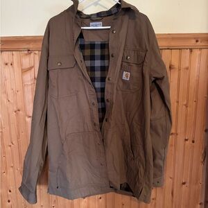 Men’s Carhartt Ripstop Solid Shirt Jac Jacket Flannel Lined Size L Tall NWOT